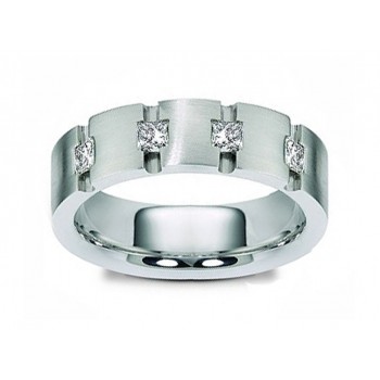 0.65 ct Men's Princess Cut Diamond Wedding Band Ring In Channel Setting